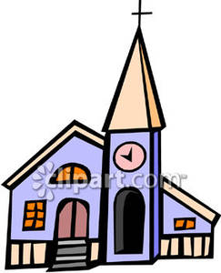 Clock On The Bell Tower Of A Church   Royalty Free Clipart Picture