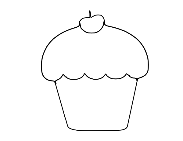 Cup Cake Outline Clip Art At Clker Com   Vector Clip Art Online