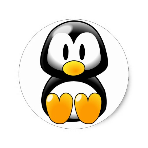 Cute Kawaii Style Penguin Cartoon Round Sticker