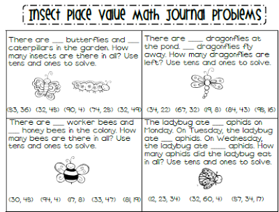Math Journal Monday  Insect Place Value Word Problems