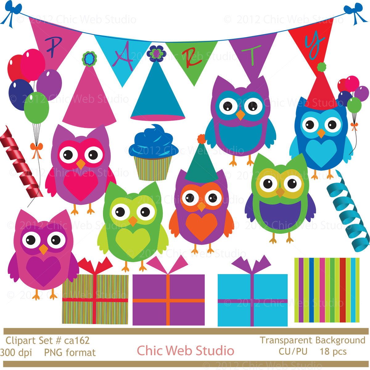 Owl Clipart Party Digital Scrapbooking Digital Paper Digital Owl Clip
