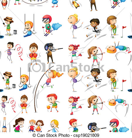 People Doing Their Indoor And Outdoor Activities On A White Background