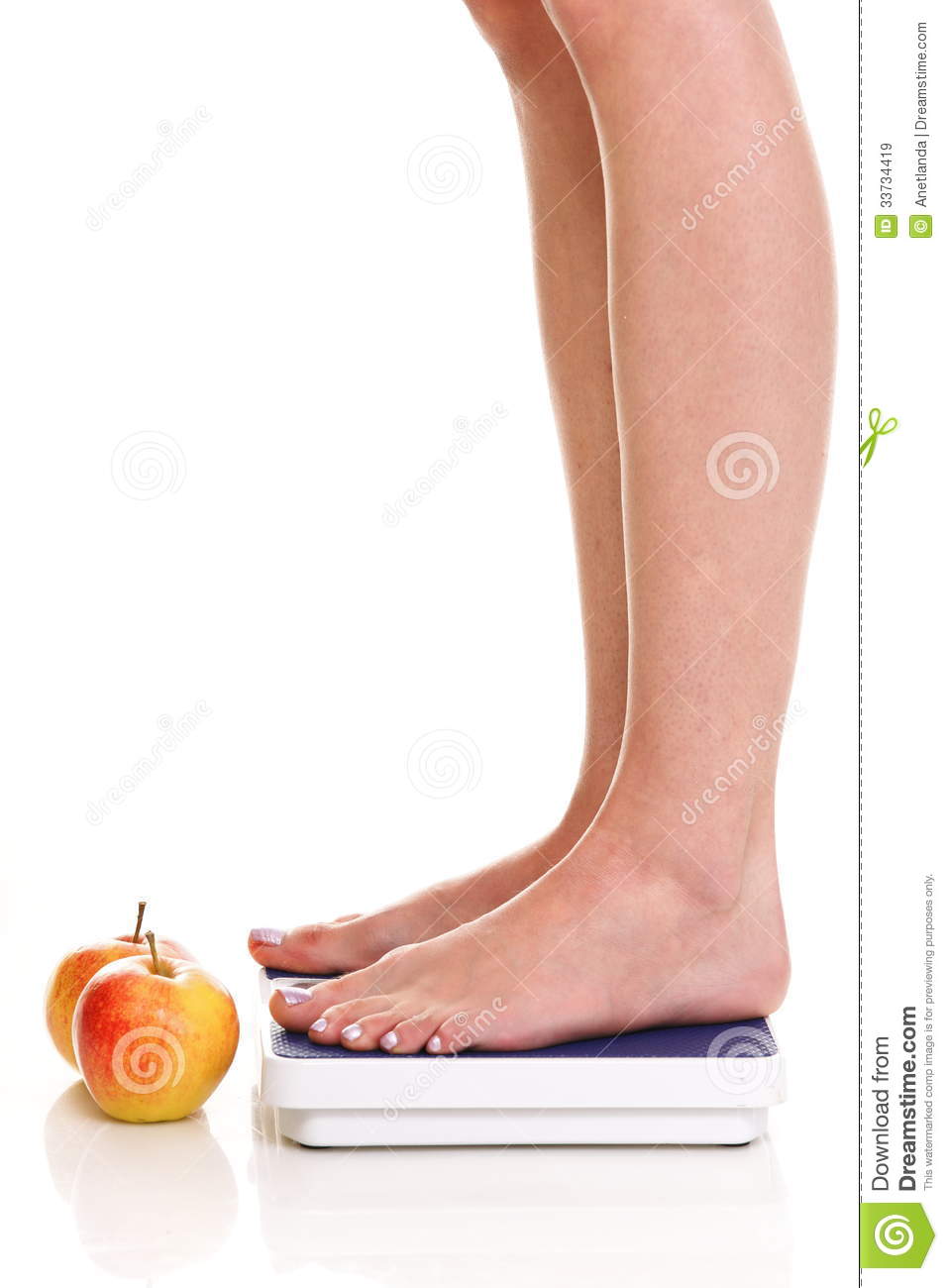 Woman Feet And Weight Scale Isolated On White Background Royalty Free    