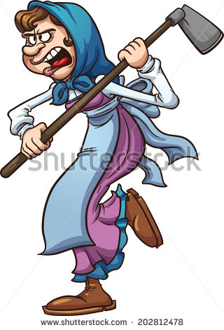 Angry Farmer Woman  Vector Clip Art Illustration With Simple Gradients