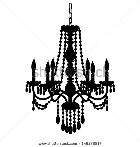 Antique Decorative Chandelier Silhouette Isolated On White Full    
