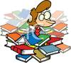 Cartoon Of A Librarian Surrounded By Books Clipart Picture