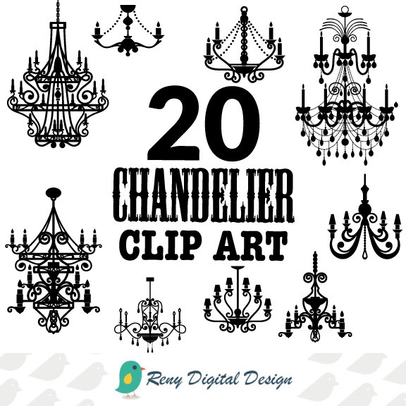 Chandelier Clip Art Png Silhouettes Chic Baroque Graphics Instant