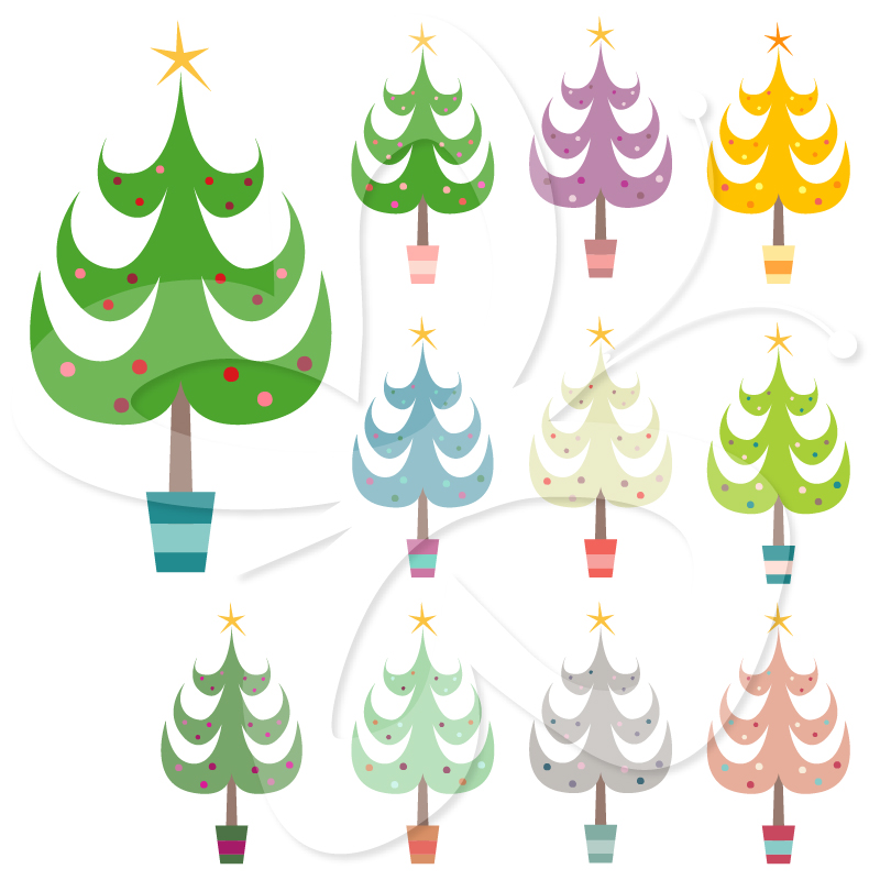 Christmas Tree Clip Art Set
