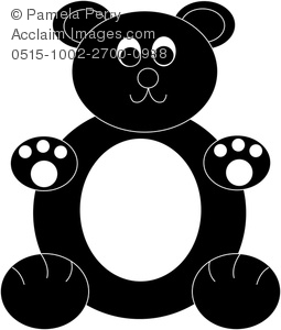 Clip Art Illustration Of A Black And White Teddy Bear Silhouette