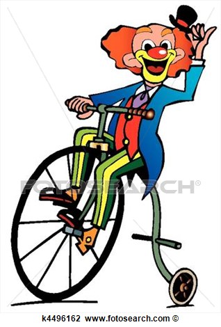 Clipart   Funny Clown Rides A Bicycle   Fotosearch   Search Clip Art