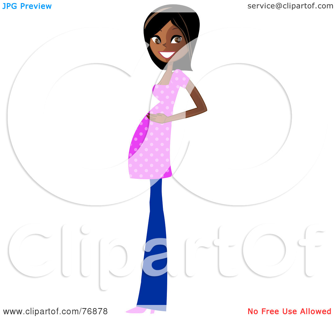 Clipart Illustration Of An Indian Pregnant Woman In Jeans And A Pink