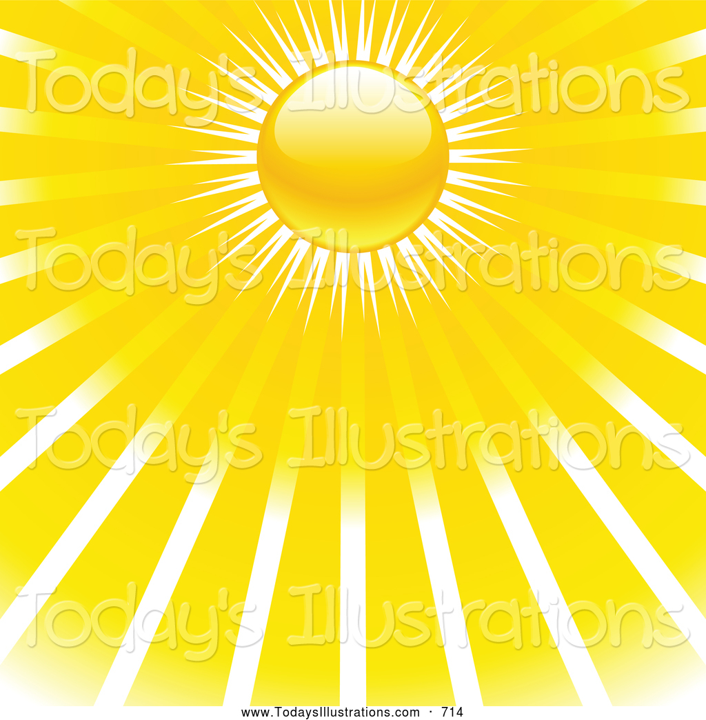 Clipart Of A Bright Morning Sky With A Yellow Sun And Rays Of Sunshine