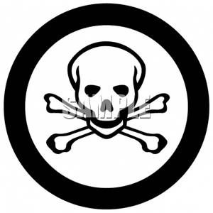 Clipart Of A Circle Warning Symbol With Crossbones In The Center