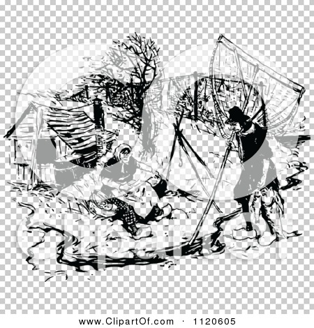 Clipart Of A Retro Vintage Black And White Old Farmer Couple   Royalty