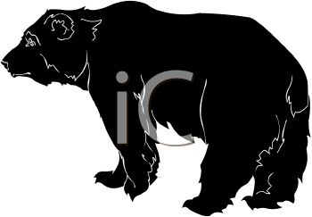 Clipart Of A Silhouetted Standing Grizzly Bear Royalty Free Vector