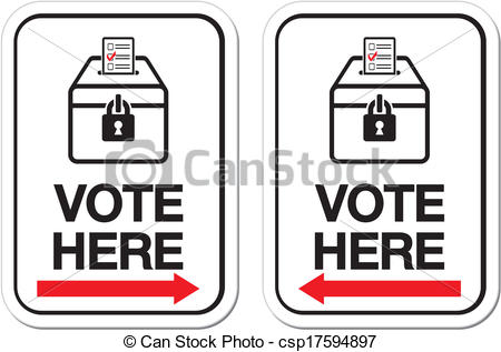 Eps Vectors Of Vote Here Signs With Arrow   Suitable For Vote Signs