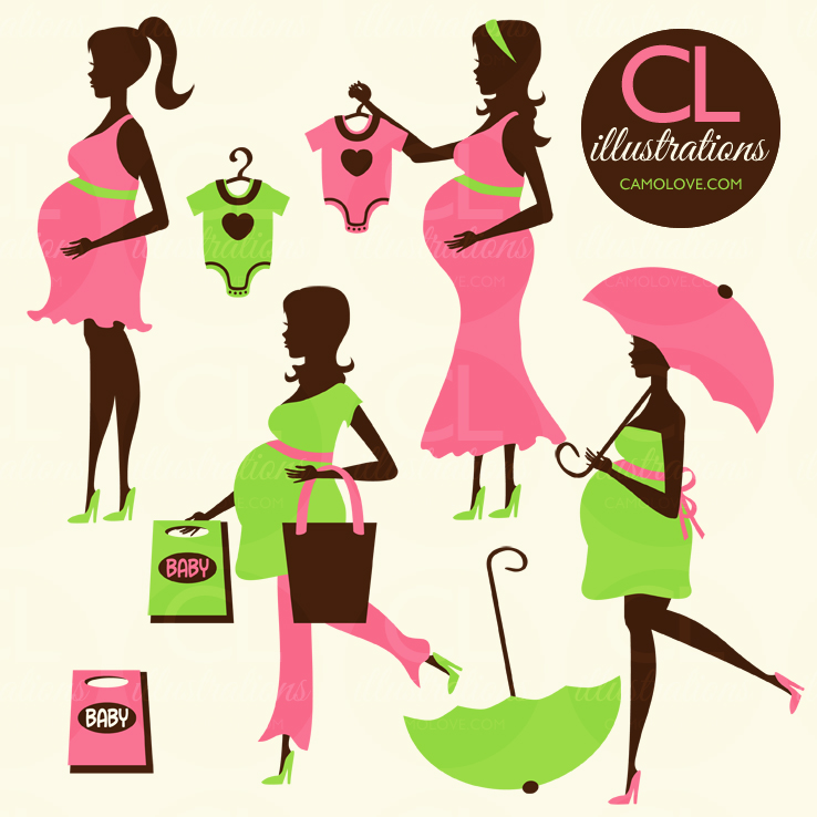 Illustrations Graphics Printables And More   Hot Pink Baby Bump