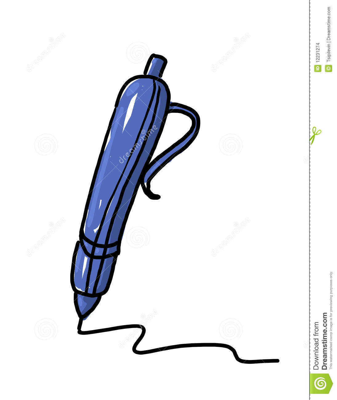 Pen Illustration  Blue Pen Cartoon Style Drawing  Pen Writing