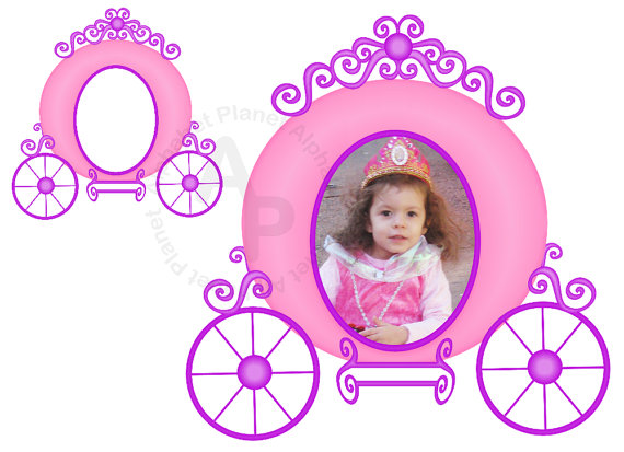 Pink Purple Princess Carriage Picture Frame Digital Clip Art  Clipart