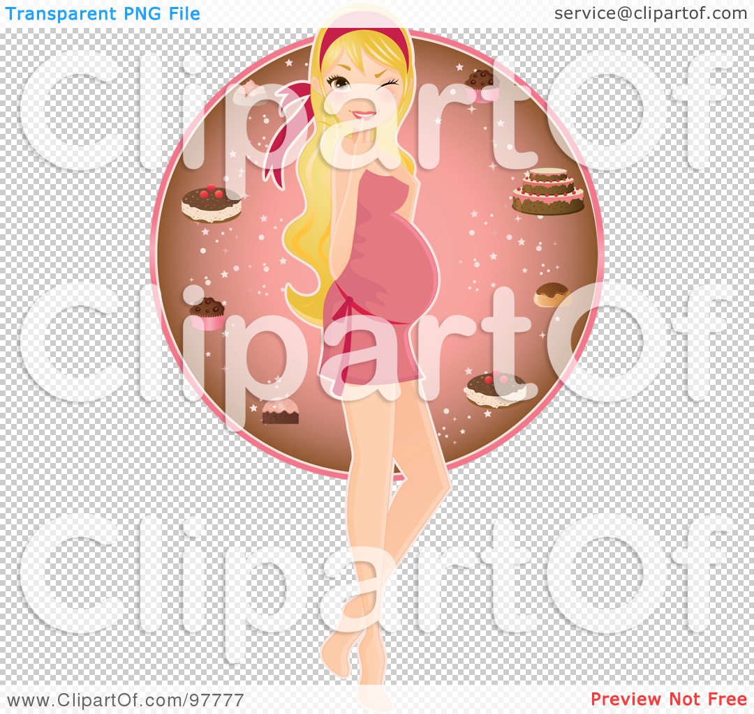 Rf  Clipart Illustration Of A Pretty Blond Pregnant Woman In A Pink