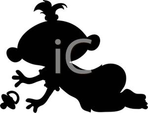 Royalty Free Clipart Image  A Silhouette Of A Baby Crawling To Their    