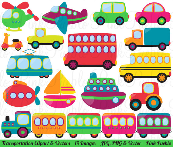 Transportation Clipart Clip Art Vectors Great For Kids Birthday Party