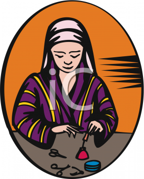 Woman Doing Her Nails   Royalty Free Clip Art Image