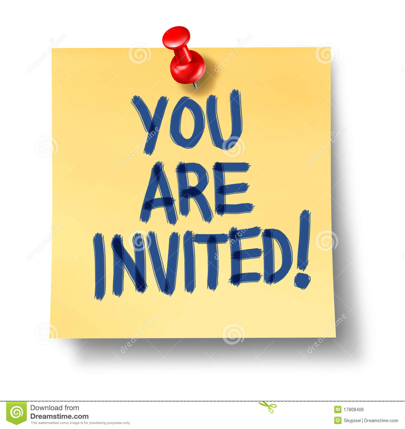 You Are Invited Office Note Yellow Paper Royalty Free Stock Image