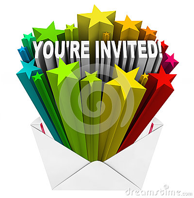 You Re Invited Words Invitation Stars Envelope Royalty Free Stock