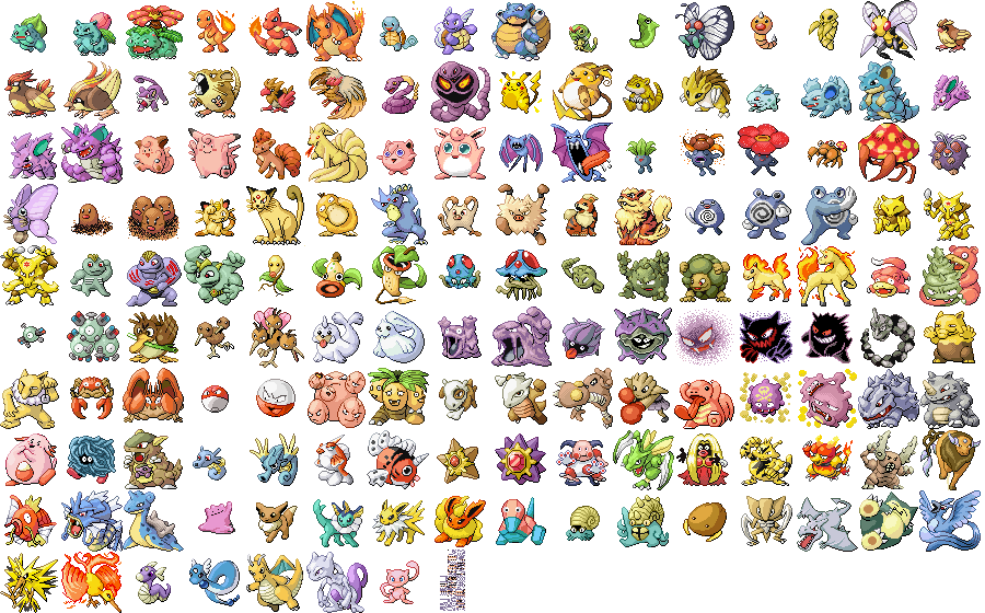 All 151 Generation I Pokemon Sprites Revamped In The Modern Style    I    