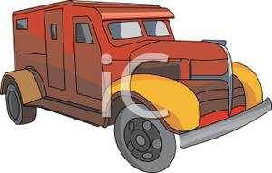 An Antique Armored Truck   Royalty Free Clipart Picture