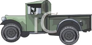 An Antique Military Truck   Royalty Free Clipart Picture