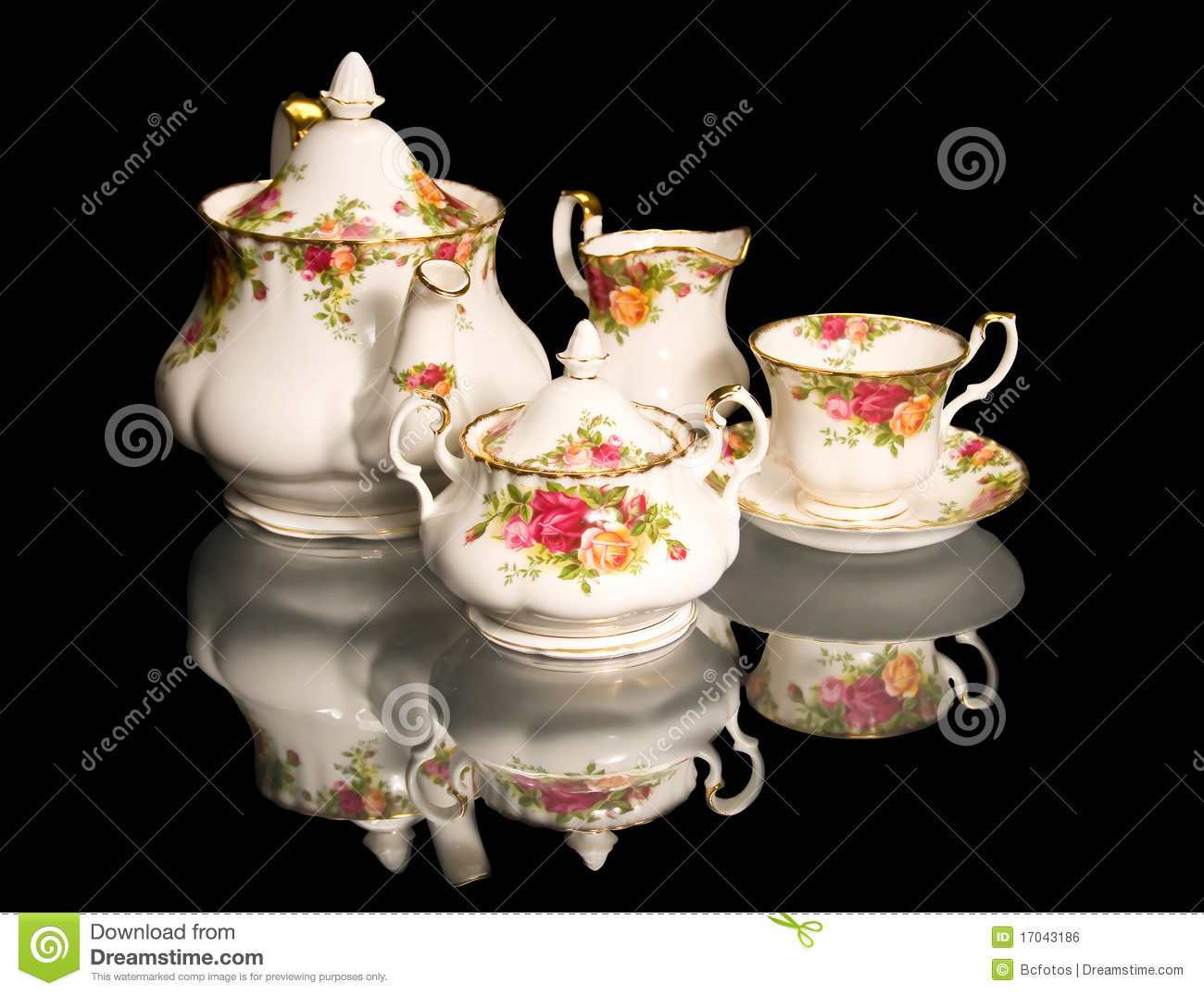 Beautiful Fine China Tea Set Consists Of A Tea Pot A Sugar Bowl Set