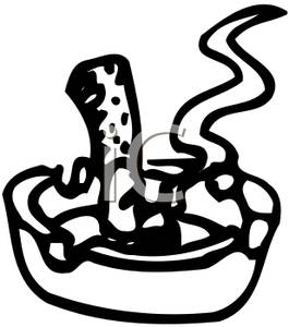 Black And White Cigarette In An Ash Tray   Royalty Free Clipart