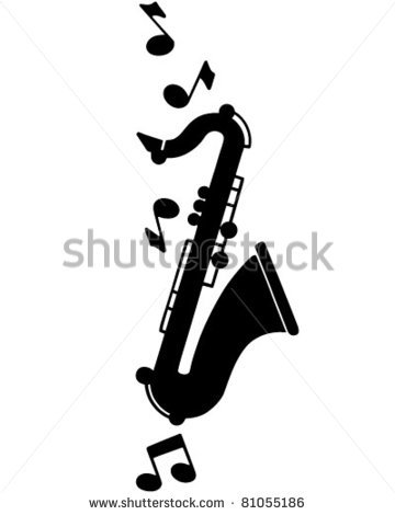 Black And White Saxophone Clipart Saxophone Motif   Retro