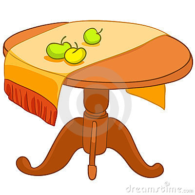 Cartoon Home Furniture Table Isolated On White Background 