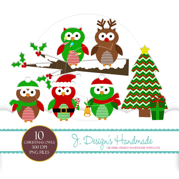 Christmas Owls Clipart   Graphics   Clip Art   Luvly