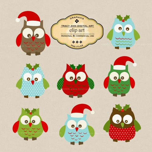 Clip Art   Christmas Owls   Tracyanndigitalart   Graphics On Artfire