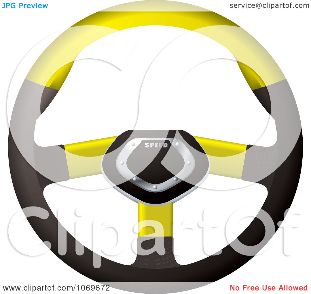 Clipart 3d Yellow Racing Car Steering Wheel   Royalty Free Vector    