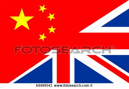 Drawing Of Uk China Flag K9499543   Search Clipart Illustration Fine