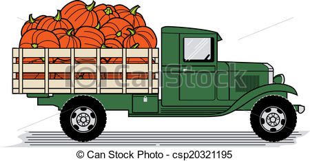 Eps Vectors Of Pumpkin Truck   A Vintage Style Truck Loaded With