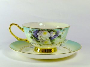 Gabriella Vintage Style Fine Bone China Tea Cup And Saucer 2 Pc
