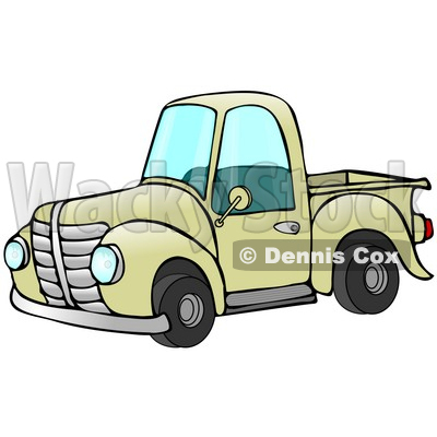Old Fashioned Yellow Pickup Truck Clipart Illustration   Dennis Cox