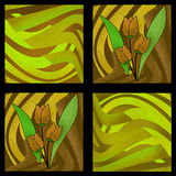 Oriental Pattern Modern Elements Flowers Of Tulips Texture Backg Stock