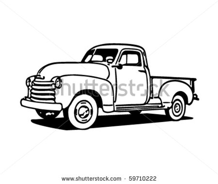 Pickup Truck   Retro Clip Art   Stock Vector