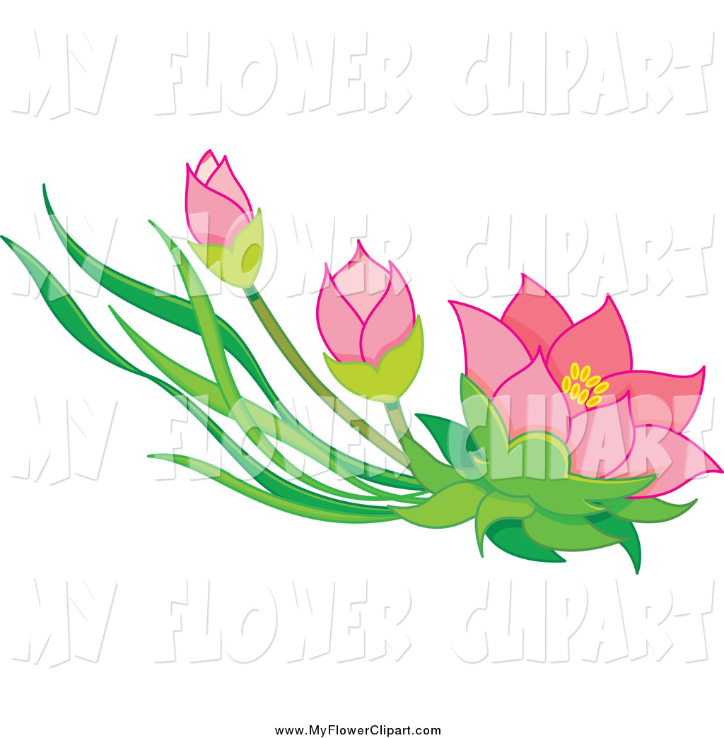 Row Of Spring Flowers Clipart Clip Art Of Pink Oriental Flowers By