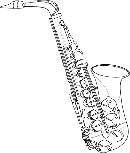 Saxophone Outline Clip Art At Clker Com   Vector Clip Art Online