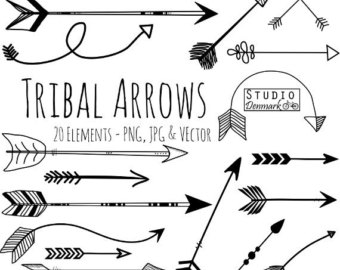 Tribal Arrow Clipart And Vectors   Hand Drawn Arrow Clip Art   Aztec