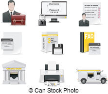 Vector Online Banking Icon Set   Set Of On Line Banking