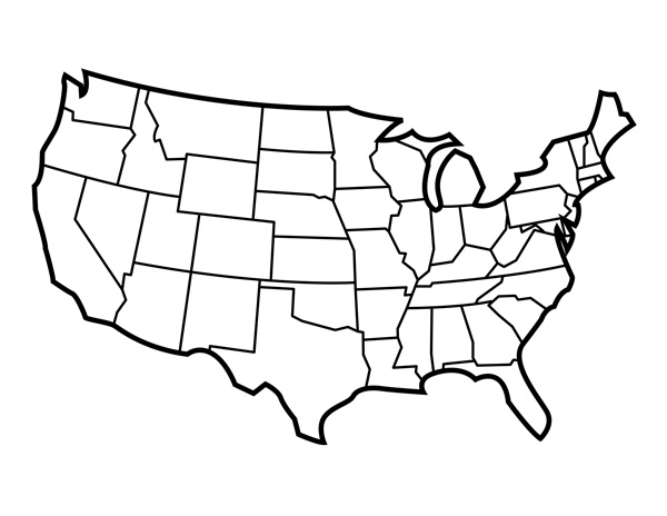 Blank United States Map With States For Students And Teachers   Pdf